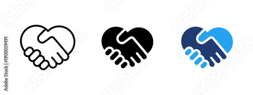 Love and support icon with handshake in heart shape. Symbol of care, trust and kindness. Ideal for charity projects, social support, relationships, teamwork concepts and community initiatives.