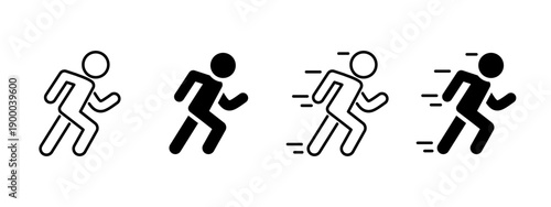 Speed and running icon with a person in motion. Symbol of fast movement, action and progress. Ideal for performance concepts, quick response, activity tracking and dynamic UI design.