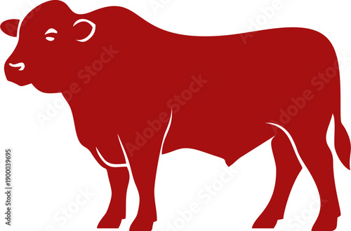 illustration of a red cow