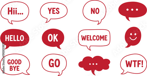 Valentine's day speech bubbles isolated on transparent background for romantic chats and love expressions