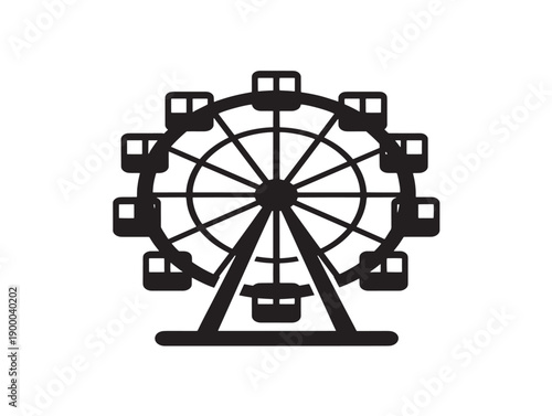 Minimalist black and white ferris wheel vector illustration