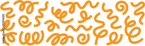 One moment please lettering illustration. Handwritten cursive script in yellow . Modern calligraphy message design.