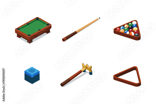 Billiard Game Elements Isometric