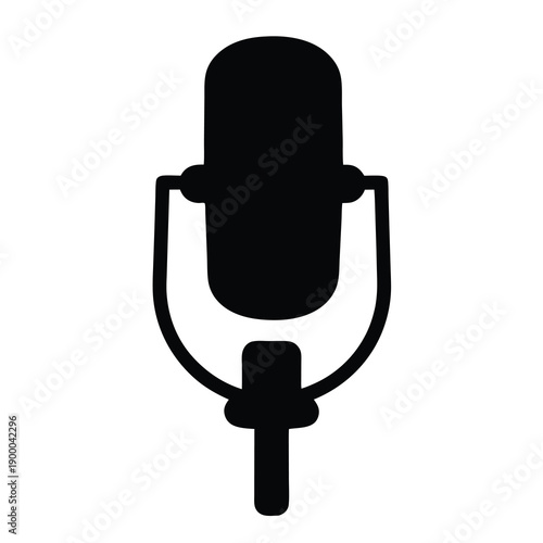 A Simple and Bold Black Microphone Silhouette for Vocal Recording