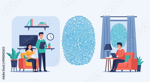 Digital identity verification with fingerprint scanning in modern homes