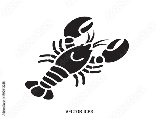 Minimalist black and white lobster illustration