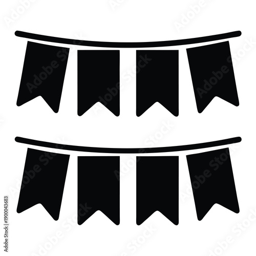 Simple icon illustration of two strings of party pennant flags celebration