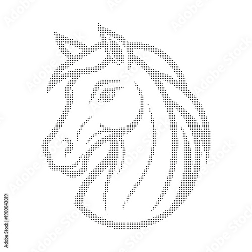 Wallpaper Mural A dotted illustration of a horse's head in a circular design Torontodigital.ca