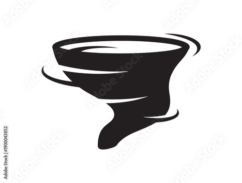 Minimalist tornado illustration in black and white