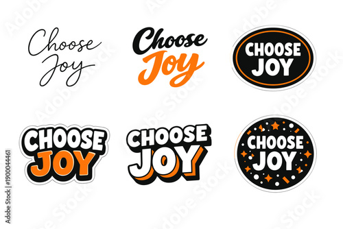 Choose joy typography designs in various styles and colors