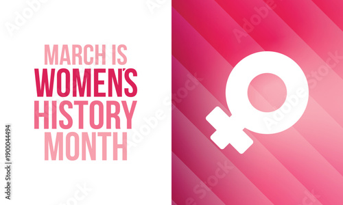 Women's History Month. The annual month that highlights the contributions of women to events in history. Celebrated during March in the United States, the United Kingdom, and Australia. Vector poster