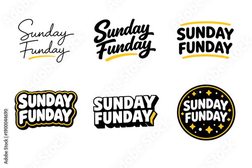 Creative sunday funday lettering designs and typography styles collection
