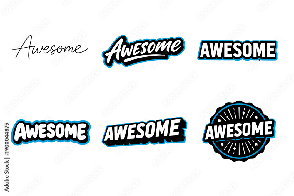 Obraz premium Stylish awesome text design collection with various fonts and styles
