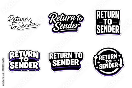 Stylish return to sender labels in various typography designs