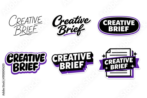 Creative brief design variations: black and purple text styles