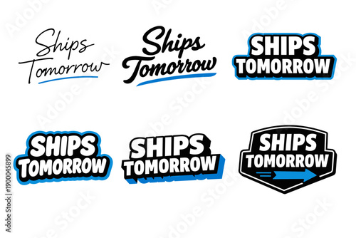Ships tomorrow typography variations: retro and modern designs
