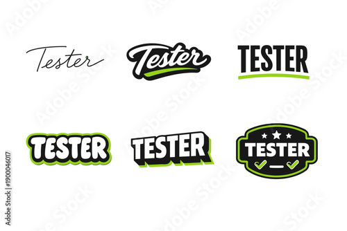 Collection of creative tester logos in various typography styles