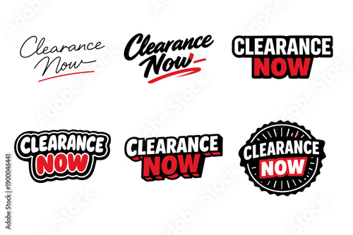 Clearance now: bold typography variations set in black and red