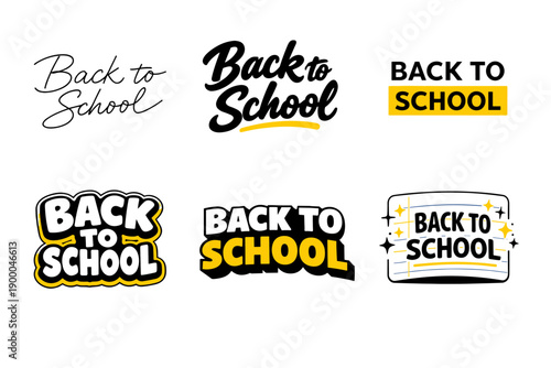 Variety of 'back to school' designs in different fonts and styles