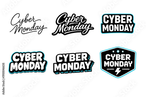 Cyber monday logos collection with bold typography and designs