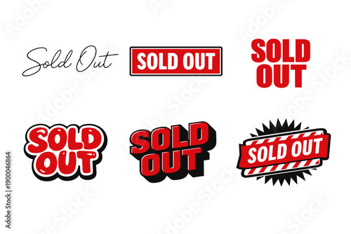 Variety of bold and stylish 'sold out' designs in red and black