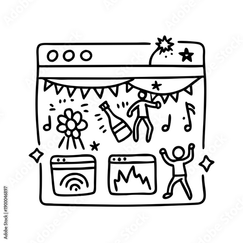 Celebrating business success with joyful online party