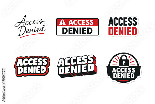Access denied signs set with alert symbols and lock icons