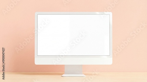 Wallpaper Mural Modern computer monitor on wooden desk in minimalist workspace Torontodigital.ca