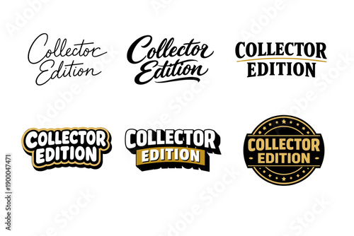 Collector edition logos in various typography styles and designs