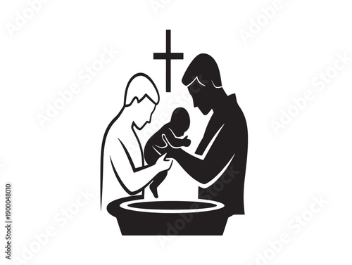 Baptism ceremony vector illustration