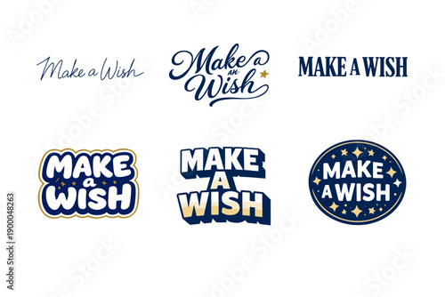 Assorted make a wish logos: creative designs and typography variations
