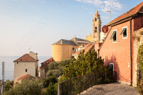 Scenic View of Cervo Village in Liguria Italy at Sunset