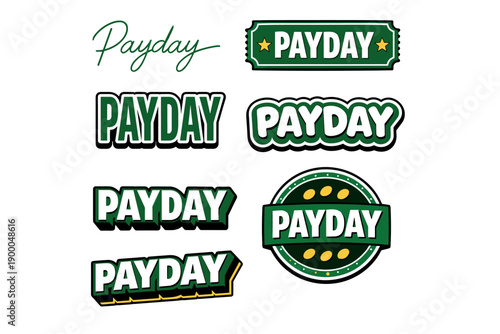 Creative payday text designs in various styles and fonts