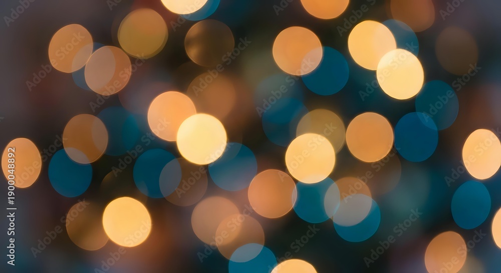 Fototapeta premium Abstract bokeh lights background with warm golden and cool blue circular blur effects creating dreamy atmosphere for holiday celebrations and festive designs.