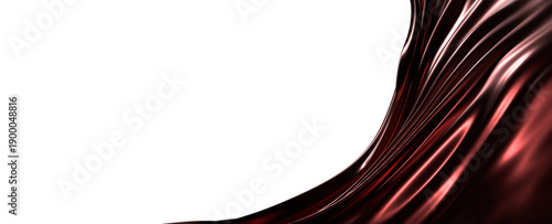 Abstract background of smooth red fabric flowing gracefully against a clean white backdrop. Perfect for elegant designs
