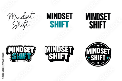Mindset shift logo variations in different fonts and styles