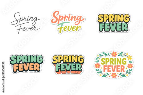 Spring fever text designs with floral and bold styles