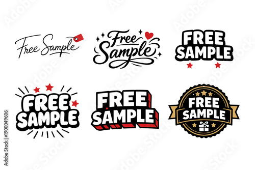 Collection of free sample labels with various designs and styles