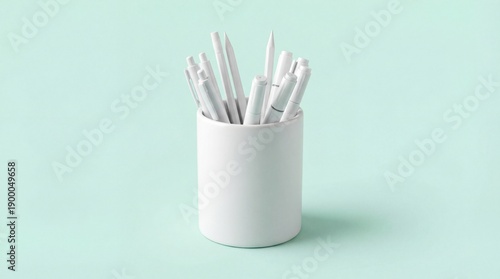 Wallpaper Mural Modern white pens and pencils in a minimalist desk organizer Torontodigital.ca