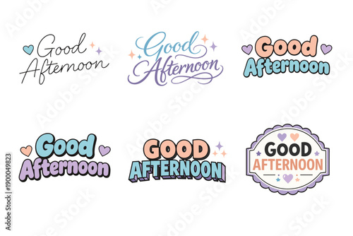 Creative good afternoon typography designs with decorative elements