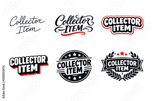 Various collector item logos with stylish typography and bold designs