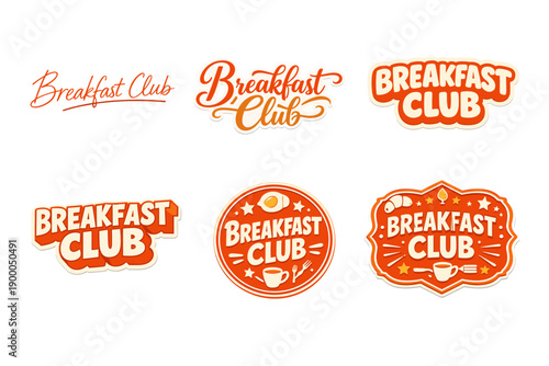 Breakfast club logo designs in orange and white