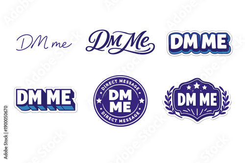 Dm me sticker collection with stylish typography and distinct designs