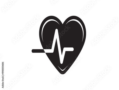 Minimalist heartbeat icon with ecg line