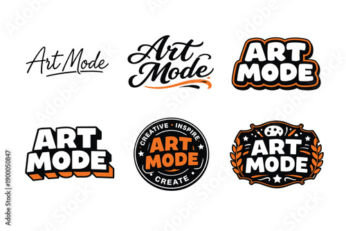 Art mode logo designs with creative elements and typography styles