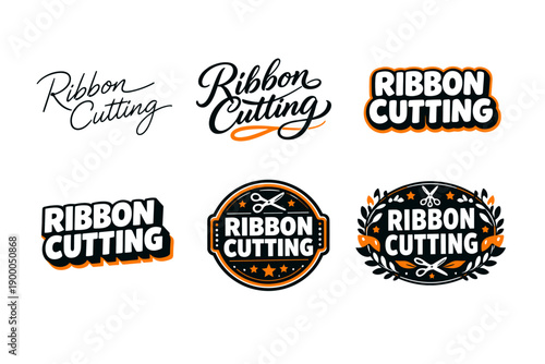 Diverse ribbon cutting designs in bold and script styles for ceremonies