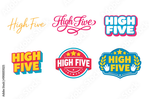 High five logos: colorful designs and typography collection
