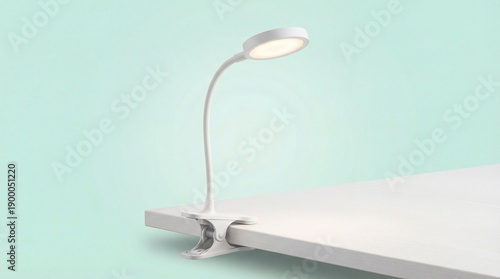 Wallpaper Mural Modern white desk lamp on a table with a mint green background Torontodigital.ca