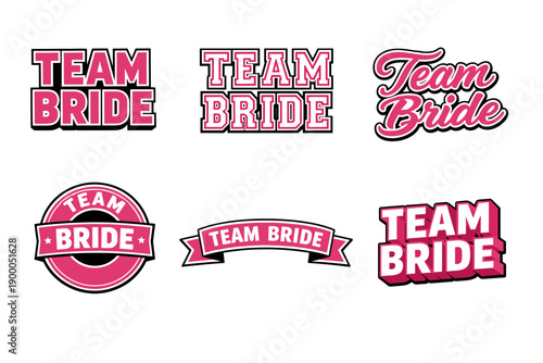 Team bride logos: pink bachelorette party design collection
