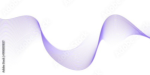 Flowing particles wave pattern, blue and purple gradient color isolated on white background. Vector in concept of AI technology, science, music, modern.